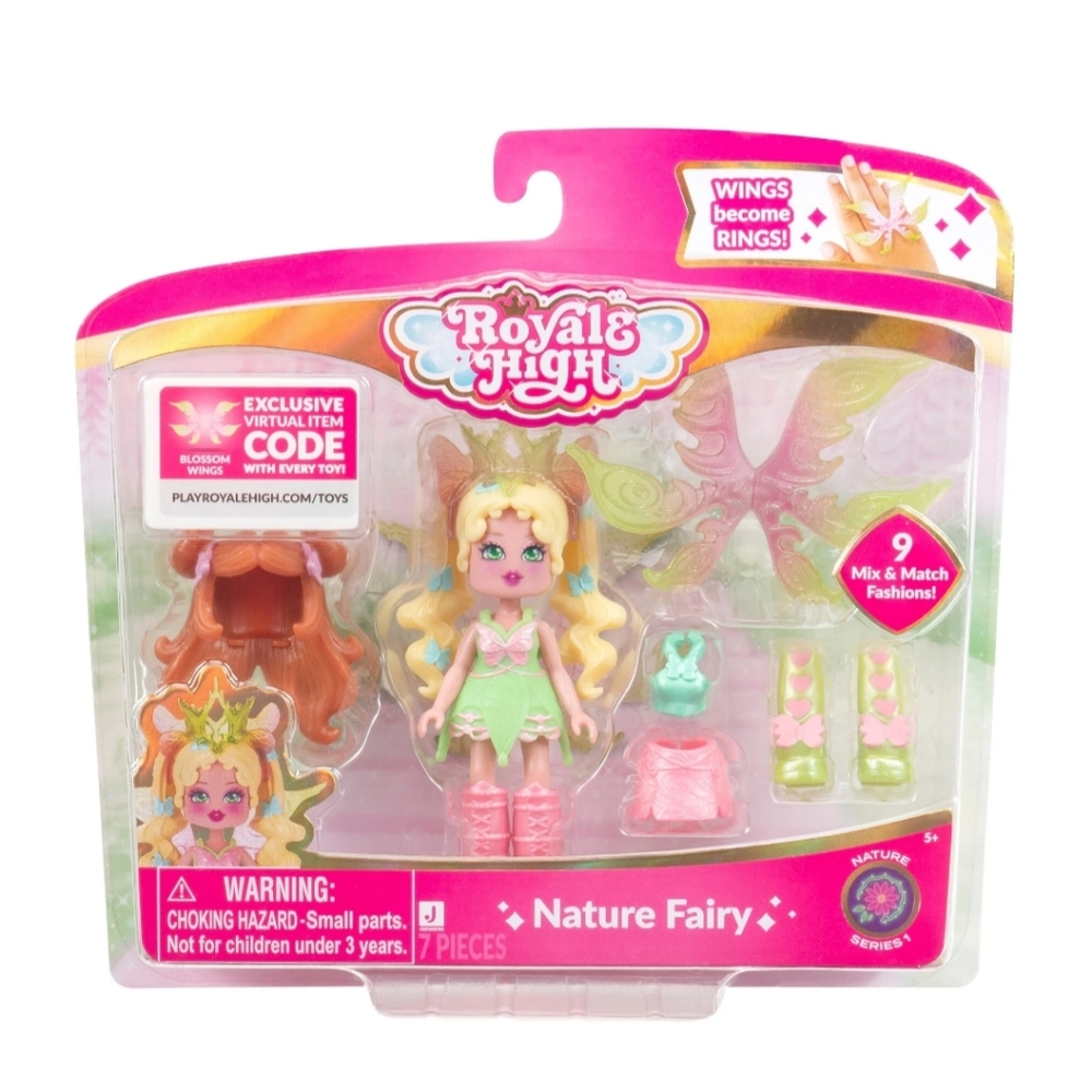 Royale High Core Deluxe Figure (Nature Fairy).Nature Fairy Doll - Pink and Green